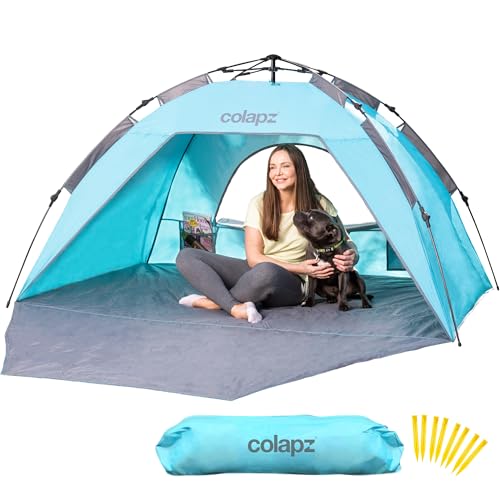 Colapz Strandmuschel Pop Up Zelt – UV50+ Sonnenschutz, Tragbarer Windschutz & Strandunterstand für Erwachsene – Einfaches Aufstellen, Leicht & Robust