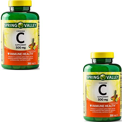 Spring Valley - Vitamin C Multiple Fruit Flavors 500 mg, 200 Chewable Tablets (2 Pack)
