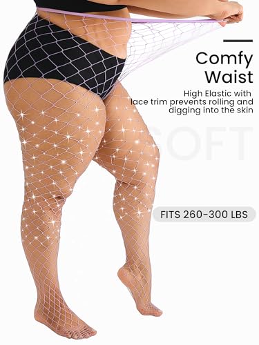 Image of Plus Size Fishnet tights Glitter stockings Sparkly Pantyhose Leggings for women-Big Mesh