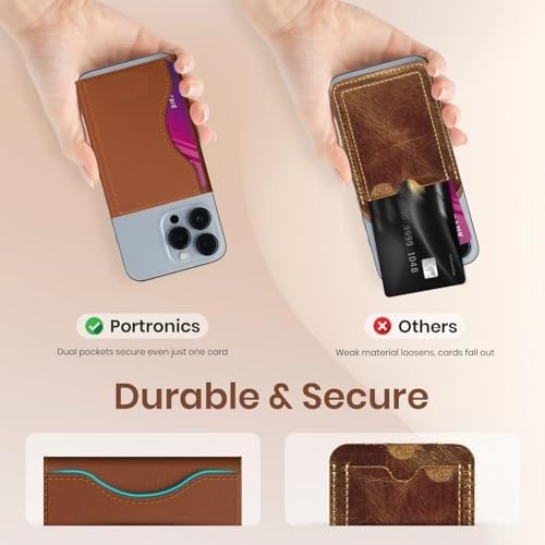 Image of TOUCCH Wallet Z Magsafe Compatible PU Magnetic Card Holder with Business Card Back Mount Phone Wallet | Compatible with iPhone 12 /13 /14 /15 /16 /17 Brown