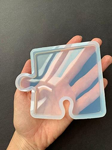 Image of SNOOGG Pack of 2 Puzzle Shape Silicone Mold for Epoxy Resin Casting Coaster Making Mold DIY Resin Art Craft Supplies Home Decoration Cup Mat Personalized Gift Durable Flexible Reusable Mold