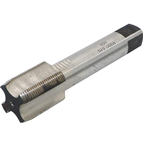 Machine Tap M30 x 1.5mm Pitch Thread Pitch 4 Flutes, High Speed Steel Thread Forming Pointed Tap, Uncoated (Bright) Finish, Round Shank with Square End, Plug Chamfer, HSS Metric Screw Plug Tap