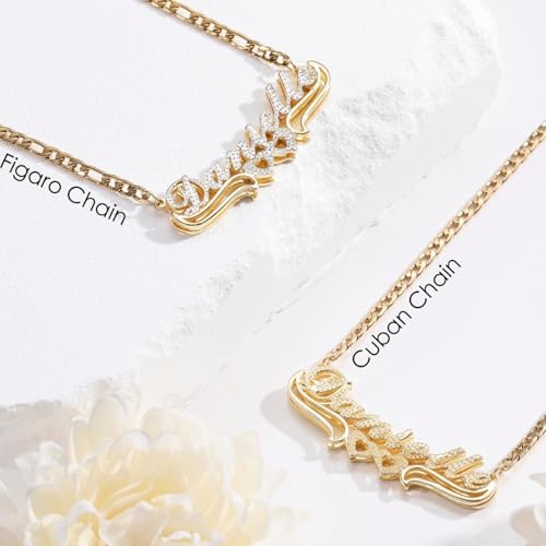 Custom Double Plated Name Necklace 18K Gold Plated Name Chains for Women Nameplate Pendant Jewelry Gift2