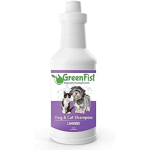GreenFist Pet Shampoo for Dogs & Cats Care Intense Cleaning Power Sooth Skin Made in USA (Lavender 1 Quart) Cover