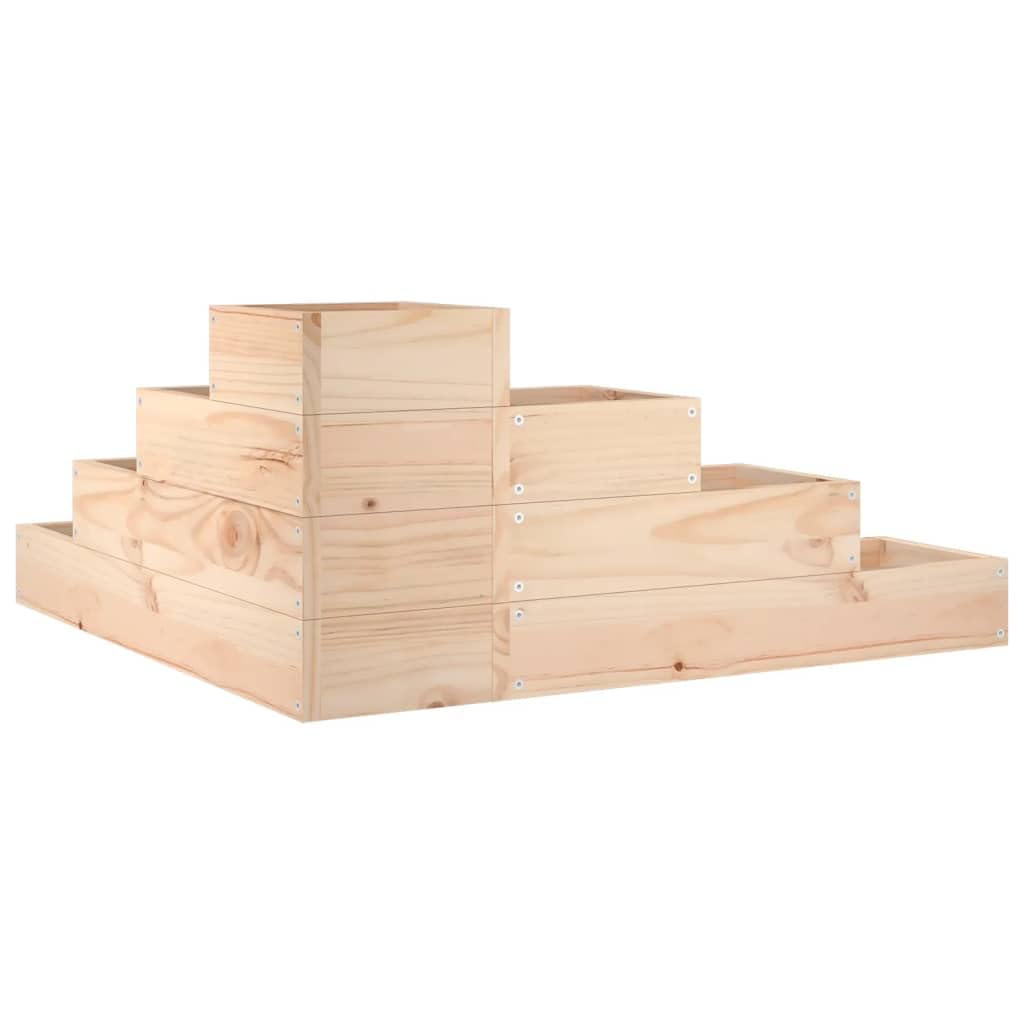 Pflanzentreppe 4 Stufen 80,5x79x36 cm Massivholz Kiefer, L-Form Eckhochbeet für Garten Balkon Terrasse, Mehrstufiger Pflanzkübel für Blumen und Gemüse, Natur Unbehandelt