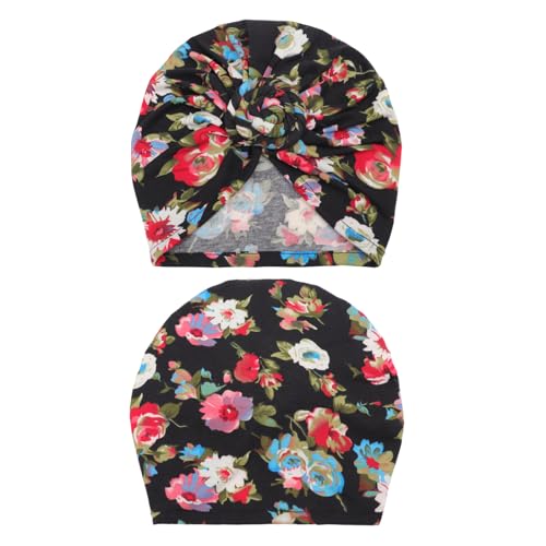 Image of DRESHOW 5 Pack Knotted Headwraps for Women African Turban Pre-Knotted Beanie Headwraps Hair Covers