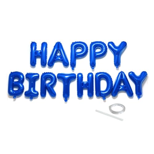 Image of Dark Blue Happy Birthday Balloon Banner Set -16 Inch Foil Letters Balloons, Reusable Birthday Decorations and Party Supplies, Suitable for Men and Women's Birthday Decorations,Party Backdrop
