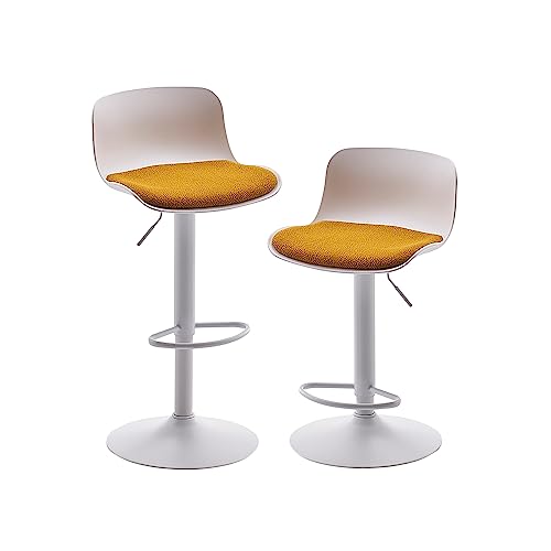 Kidol & Shellder Taburetes Altos de Cocina Sillas de Comedor Juego de 2 Blanco Amarillo Forro Polar Teddy Cojín de Asiento...