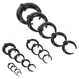 HANABASS 18 piezas Kit de Anillos para Tabique Forma Expansor Acrílico para Nariz y Oreja Diseño Moderno y Ligero para Estiramiento y Piercing Diario