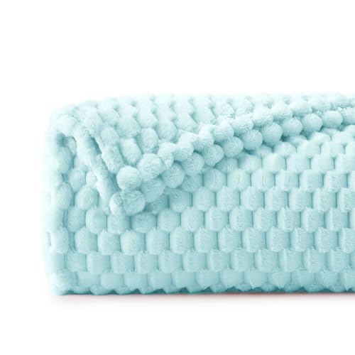 Image of BEDELITE Cloud Blue Twin Blanket for Couch, Soft Cozy Gift for Women, 60*80 | 3D Jacquard Decorative Fleece Blanket, Super Soft Plush Throws, Cute Birthday Gift for Women & Men, Suitable for All Seasons
