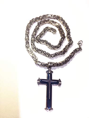 Letshopping Letsp Fashion Stainless Steel Cross Pendant Men's Necklace Chain (Blue) #TOP3