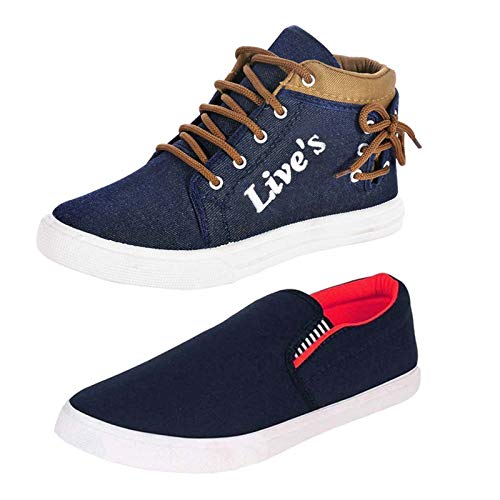 Image of BRUTON Stylish Loafer Sneaker Casual Walking Shoes for Men- Size:7, Blue, Red