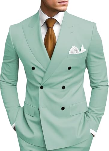 Double Breasted Suit Men 2 Piece Slim Fit Mens Suit Blazer Pants Set Wedding Prom Homecoming Suits