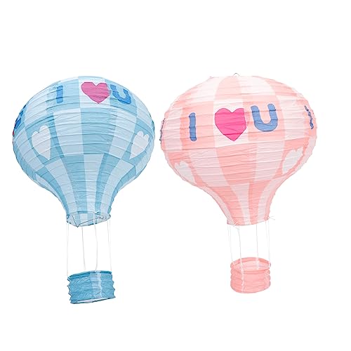 Homoyoyo 2 Faroles De Papel De Amor para Fiestas Colgantes Plegables con Forma De Globo Aerostático De Hierro Azul