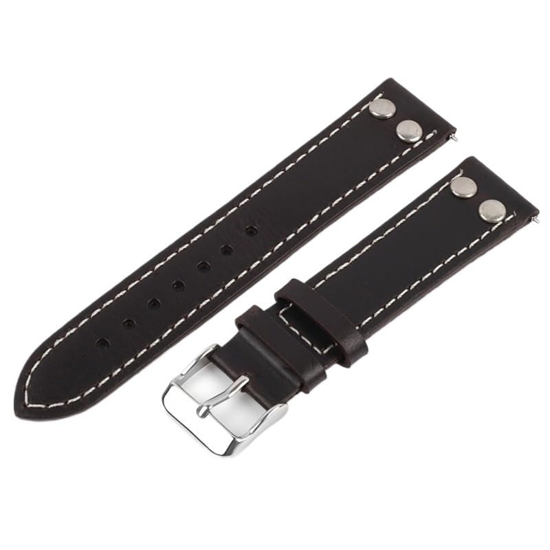 Bracelet montre cuir véritable ciré 20mm style vintage fait main