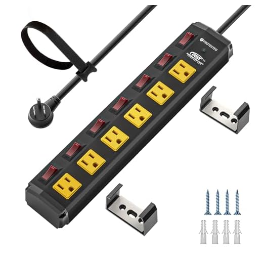 CRST 6 Outlet Heavy Duty Power Strip with Individual Switches, 15A/1875W Moutable Metal Power Strip Surge Protector with Circuit Breaker (1200 Joules), 6 FT 14AWG Extension Cord