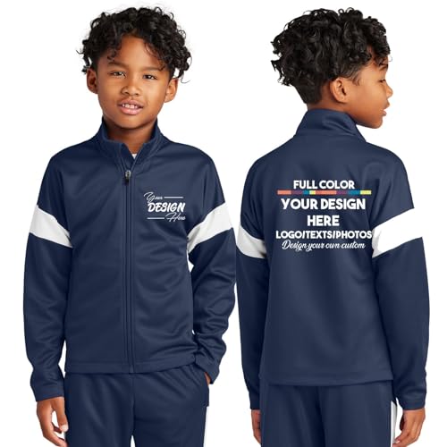 INK STITCH Youth Unisex Yst800 Custom Printing Add Logo Photo Texts Front Back Travel Full Zip Up Jackets2