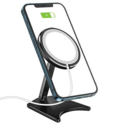 Soporte para Cargador MagSafe,Woffoly MagSafe Holder Dock Soporte de Escritorio Compatible con Apple MagSafe Charger para iPhone 12/12 Pro/12 Mini/12 Pro MAX,Magsafe Accesorios Soporte de Aluminio Cover