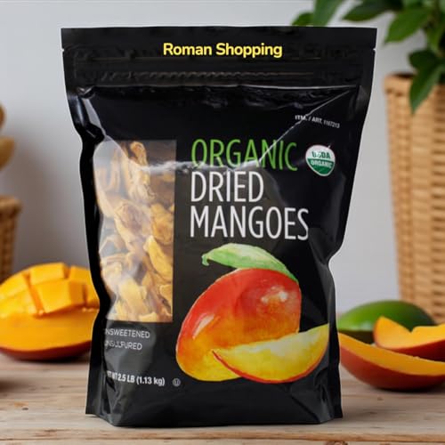 Kirkland Organic Dried Mangoes – 2.5 lb Bag, USDA Organic, Unsweetened, No Added Sugar, Unsulfured, Kosher Certified, Healthy Snack, Rich in Fiber and Vitamins