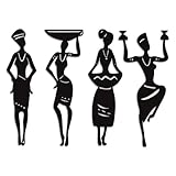 4-Piece African Art Wall Decor Set - Black Art Wall Decor African American Wall Art for Living Room, Bedroom, Cafe - Durable Black Metal Wall Art