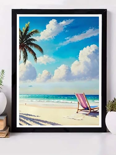 Image of Jasol Diamond Painting Kit, 40x30 Cms, Full Drill, 5D Crystals, Home Wall Decor Gift Set (Beach M45603)