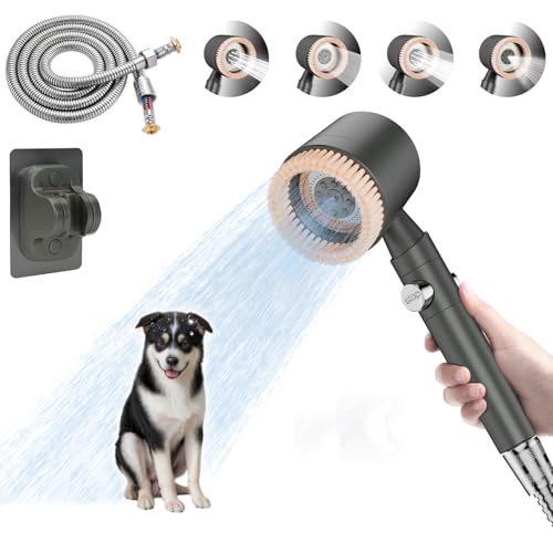 5-Mode-Dog-Shower-Attachment-Soft-Brush-Dog-Shower-Head-with-ONOFF-Switch-65-Feet-Stainless-Steel-Shower-Hose-Adhesive-Shower-Holder-Dog-Washing-Station-for-Home-Indoor-Use 5 Mode Dog Shower Attachment Soft Brush Dog Shower Head with ONOFF Switch 65 Feet Stainless Steel Shower Hose Adhesive Shower Holder Dog Washing Station for Home Indoor Use