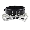 JSUOEO Collier en Cuir PU Noir avec Pince à chaîne #3