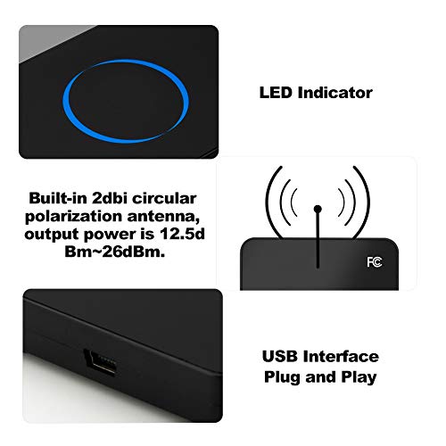 Smart USB UHF RFID Reader 915Mhz, USB Desktop Contactless Card Reader Writer, Electronic Tag Access Card Reader for ISO18000‑6C/ISO18000‑6B Label