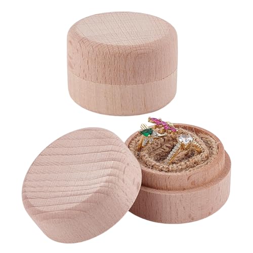 HOBBIESAY 2Pcs Boîte à Bagues en Bois Boîte de Rangement Ronde et Plate Bagues de Fiançailles Boîtes à Bijoux Péruviennes pour Proposition de rangement des bijoux de mariage