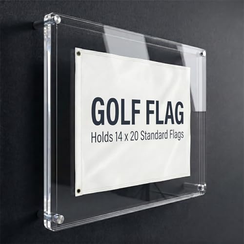 Double-Sided Clear Acrylic Golf Flag Frame 16x22 for 14x20 Flags Wall Mount