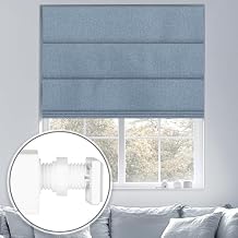 No Tools No Drill Cordless Blackout Roman Shades, Room Darkening. Roller Blinds for Window, Roll Up Blinds for Window Bedroom, Living Room..Blackout Blue,23" W x 36" H