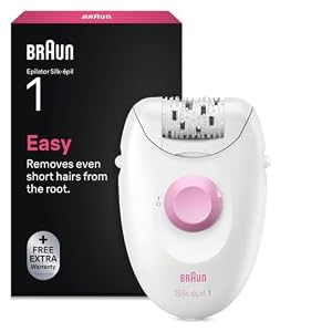 Braun Silk•épil 1 1-010 Epilierer mit Kabel zur Haarentfernung, für Wochen, weiche Haut, weiß/rosa