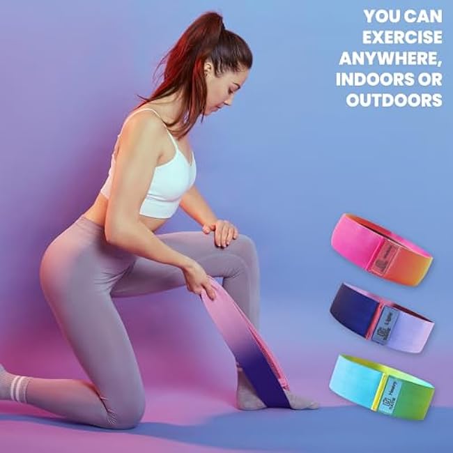Non-Slip Resistance Bands - Durable Fabric Exercise Bands for Glute Workouts - Lightweight & Compact with 3 Levels - Resistance Bands for Working Out - No Equipment Needed