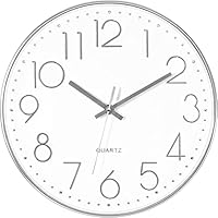 Horloge Murale Radio-pilotée Avec Date Entourage Gris Argenté