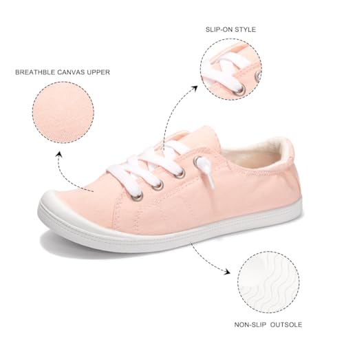 Image of Womens Slip On Shoes, Canvas Low Top Sneakers, Casual Classic Flat Shoes | Comfort Fashion Sneaker with Non Slip Rubber Outsole, Lightweight Tennis Shoes for Walking, Shopping, Picnic, Travel