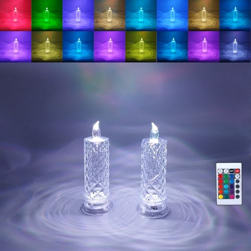 Image of Rechargeable Rose Shadow LED Flameless Candles with Remote | adjustable brightness touch