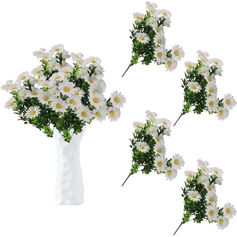 astylishome 60 Bundles Daisy Artificial Flowers Cover