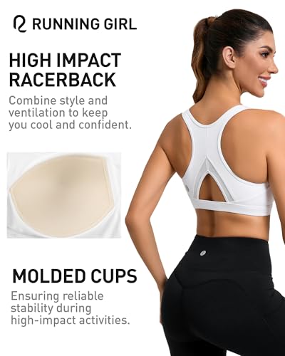 Image of RUNNING GIRL Sports Bras for Women High Support Moulded Cup High Impact Sports Bras Racerback Workout Running Yoga Bra