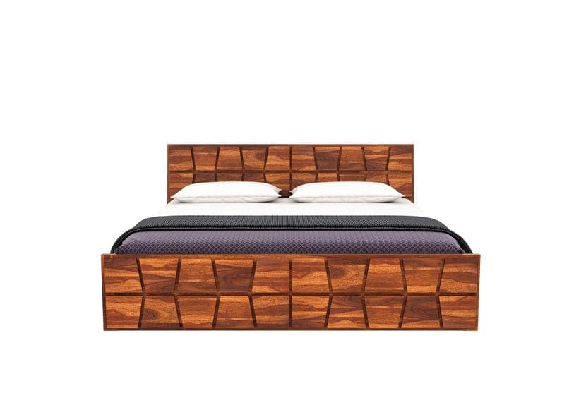 Image of SANKAT MOCHAN Industries Solid SHEESHAM Honey Brown Wooden King Size Bed Double Bed Furniture for Bedroom, Living Room, Home & Hostel (Honey Finish) Matters Size (6 * 6.5) (California King)