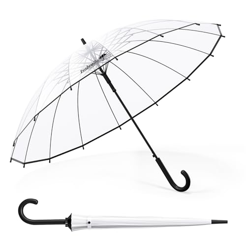 ISABRELLA Transparent Umbrella for Women – Large Clear Dome Umbrel...