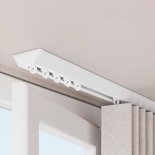Barra de cortina de ducha telescópica ajustable, sistema de riel de aluminio negro de 10 pies, resistente y fácil instalación, divisor ultrafino que ahorra espacio para cortinas de baño
