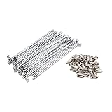 sourcing map 36 Stücke 4mm Gewindedurchmesser 170mm Länge Motorrad Speichen mit Nippeln Silber