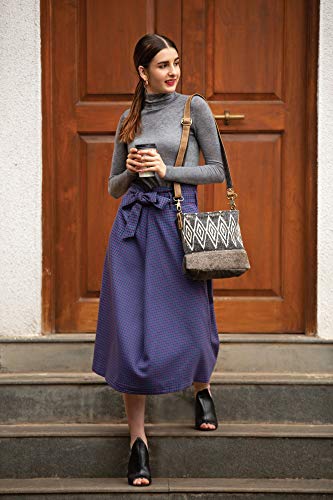 Myra-Bag-Azure-Printed-Aztec-Purse-for-Women-Canvas-Shoulder-Bag-with-Real-Leather-Detailing-Boho-Handbags-for-Women-with-Cute-Diamond-Aztec-Print-Casual-Western-Purse-for-Work-College