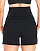 HOFISH Maternity Shorts Over Belly, Casual Stretchy Pregnancy Shorts with Pockets, Black