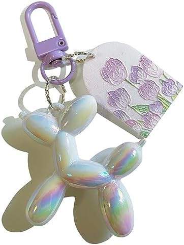 LAEKOU Jelly Balloon Dog Design Keychain for Women, Cute Girls Key Chain, Key Chains Accessories for Car Keys