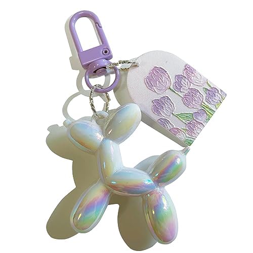 LAEKOU Jelly Balloon Dog Keychain for Women, Cute Bag Charms Key Chain