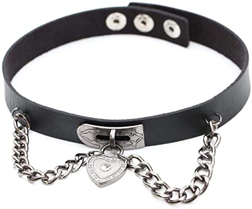 ROLOL Frau Retro Punk Choker Kragen Halskette Pu Leder Nieten Halsband Halskette Sexy Schmuck -Halsbänder Cover