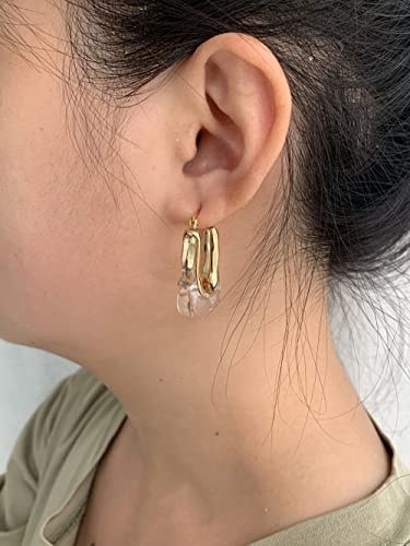 Acrylic Hoop Earrings Gold Lucite Transparent Resin Rectangle Clear Hoops for Women3