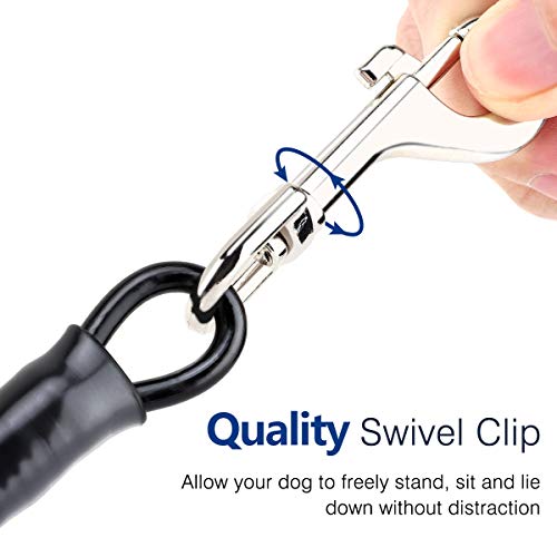 Pawaboo Dogseatbelt, Chew-Proof Leash Extender, Coated Steel Rope Restraint Car Safety Seat Belt Clip Strap, 360° Rotation Hook Heavy Duty Carabiner Steel Cable Dog Headrest Support, 26 Inch, Black #TOP3