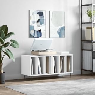 ARKEM Armoire à disques blanc 100x38x48 cm bois d’ingénierie,Chaine Hifi Avec Platine Vinyle,Rangement Disque Vinyle - Les Beatles, Paul McCartney, John Lennon, RIngo Starr, George Harrison
